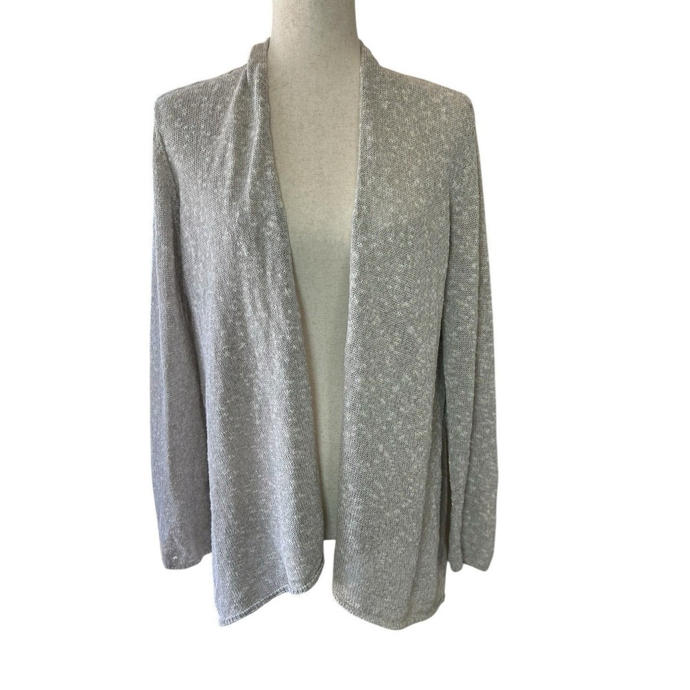 Eileen Fisher System Linen Blend Cardigan Petite Large Capsule Timeless Classic